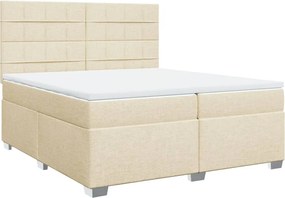 vidaXL Pat box spring cu saltea, crem, 200x200 cm, textil