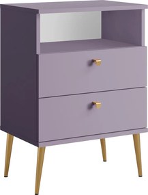 Noptieră cu 2 sertare, violet/auriu, IGNE TYP 2