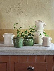 Ghiveci din ceramică glazurată manual 0,5L verde închis, „Brobacka"