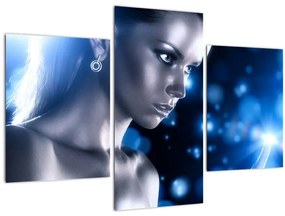 Tablou - Femeia, sclipici albastru (90x60 cm)