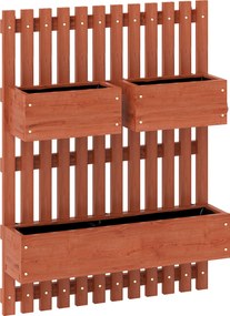 Outsunny Jardinieră Verticală cu Șipci și 3 Vase Detașabile, în Lemn de Brad, 60x16x80 cm, Maro | Aosom Romania