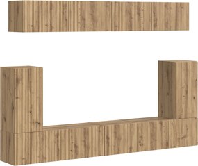 vidaXL Set comodă TV Pe perete 5 pcs Stejar Artizanal Lemn compozit