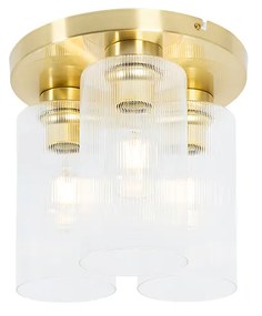 Plafoniera Art Deco aurie cu sticla 3 lumini - Laura