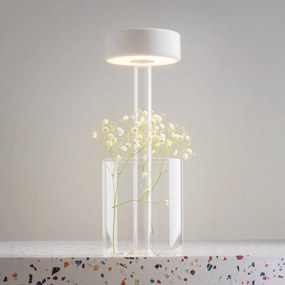 Lampa portabila cu baterii cu baza in forma de vaza AI design alb/ transparent