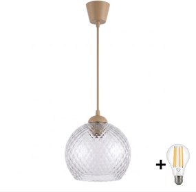 Brilagi - Lustră LED pe cablu R GLASS 1xE27/60W/230V Ø 25 cm bej/gri fumuriu