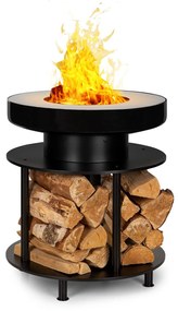 Wood Stock, vatră 2 în 1, grătar BBQ, Ø56cm, oțel inoxidabil, neagră