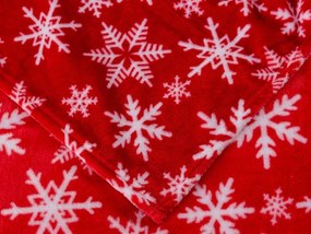 Patura de Craciun din microplus FROSTY FLAKES, rosie Dimensiune: 160 x 200 cm