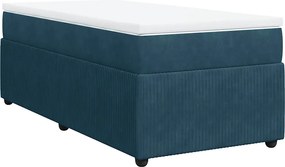 vidaXL Pat box spring cu saltea, albastru închis, 100x200 cm, catifea