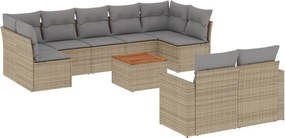 vidaXL Set canapele de grădină, 10 piese, cu perne, bej, poliratan