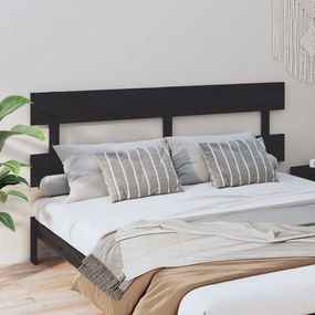 819094 vidaXL Tăblie de pat, negru, 204x3x81 cm, lemn masiv de pin