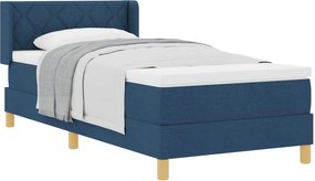 vidaXL Pat cu arcuri cu saltea albastru 190 x 90 cm Poliester