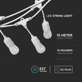 Șir exterior STRING 15xE27/40W/230V 15m IP65