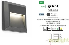 Aplica de perete exterior cu iluminat LED, GRANT-C 70655