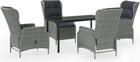 vidaXL Set de mobilier pentru grădină, 5 piese, gri deschis