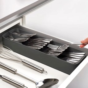 Organizator tacamuri Joseph Joseph Duo 80082, 5.7x11x39.5 cm, 5 compartimente, Anti-alunecare, Gri