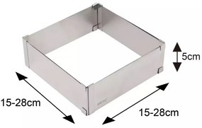 Forma de copt Kinghoff KH 1906, Reglabila 15,5-28 cm, Otel inoxidabil, Argintiu