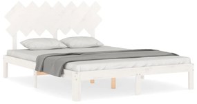 3193707 vidaXL Cadru de pat cu tăblie, 140x190 cm, alb, lemn masiv