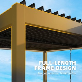Outsunny Pergolă 3x3 m acoperiș terasă din aluminiu cu iluminare LED, telecomandă, acoperiș cu lamele reglabil | Aosom Romania