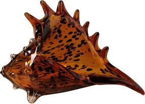 Decoratiune de masa, din sticla, in forma de scoica, H18cm, Leopard