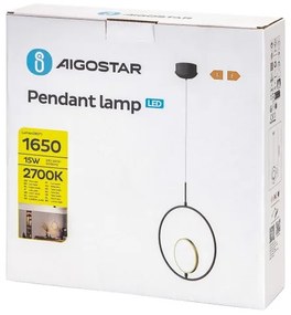 Lustră LED pe cablu Aigostar LED/15W/230V 6500K negru/auriu