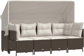 vidaXL Set canapele de grădină cu perne, 5 piese, maro, poliratan