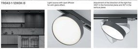 Spot LED, accesoriu pentru sinele monofazate Unity, Zon negru 3000K
