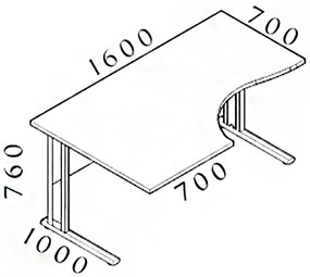 Masa ergonomica Visio 160 x 100 cm, stanga, cires