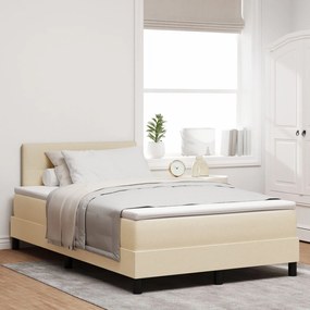 vidaXL Pat cu somieră și saltea &amp; LED crem 120x190 cm țesătură