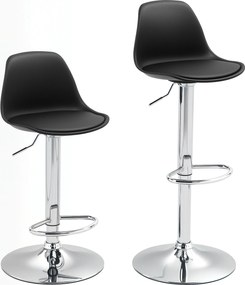 Homcom Set 2 Scaune Bar – Reglabile, Cu Spatar si Pivotante | Aosom Romania