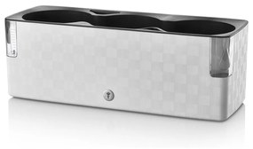Ghiveci cu sistem de auto-udare Flower Lover Cobble Trio, 40 x 14 cm, alb