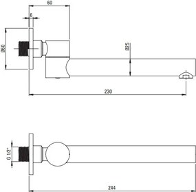 PIPĂ CADĂ ROTUNDĂ CASCADA - finisaj auriu periat NAC_R87K