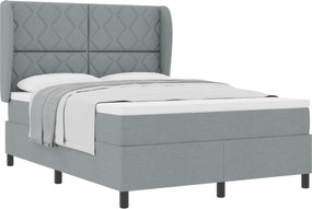 vidaXL Pat cu arcuri cu saltea Gri deschis 160 x 200 cm țesătură