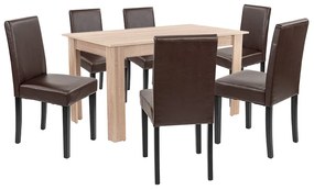 Set de masă Leon 6+1, stejar Sonoma-maro