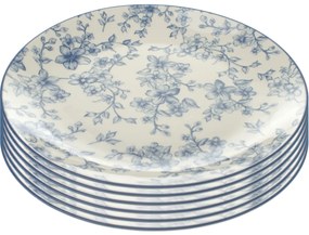 Set de 6 farfurii plate Flori delicate 26 cm, albastru