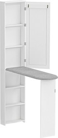 HOMCOM Dulap pliabil pentru masă de călcat cu ușă rafturi interne oglindă Economisitor de spațiu Masă de călcat pentru îngrijirea rufelor 106x35x174 cm Alb | Aosom Romania