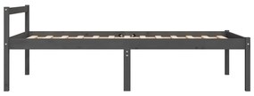 Cadru de pat mic Single 2FT6,gri, 75x190 cm, lemn masiv Gri, 75 x 190 cm