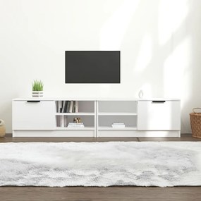 Comoda TV, 2 buc., alb, 80x35x36,5 cm, lemn prelucrat