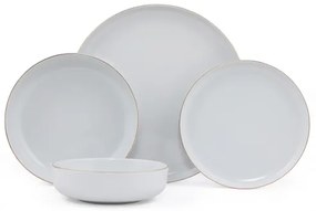 Set de masă, 24 piese, porțelan alb cu accente aurii