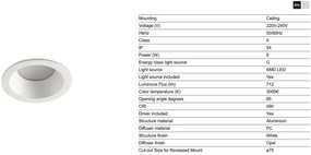 Spot LED baie incastrabil tavan IP54 DOP 8W 3000K alb