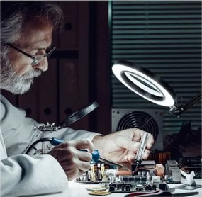 Lampă LED dimabilă de masă cu lupă Extol LED/8W/5V 2900/4500/7500K negru