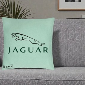 Perna Personalizata cu emblema Jaguar, 40x40 cm, Verde Menta, Husa Detasabila, Perna Inclusa, BEKZ®