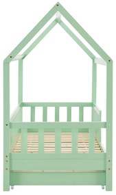 Patut Marli 90 x 200 cm cu 2 sertare si grilaj cu lamele - mentol