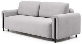 Canapea gri deschis extensibilă/cu spațiu de depozitare cu tapițerie din catifea reiată 244 cm Arcadova – ELTAP