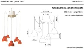 Lustra cu 5 pendule design italian realizat manual din ceramica BERIMBAU