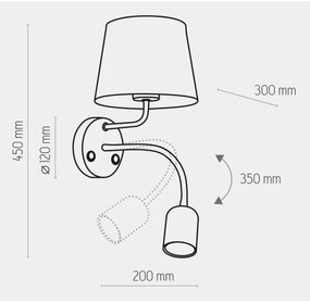 Lampă de perete MAJA 1xE27/15W/230V + 1xGU10/10W/230V albă