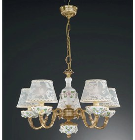 Lustra design italian cu 5 brate din alama si portelan 9100
