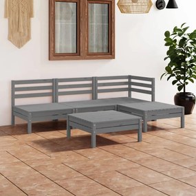 3082634 vidaXL Set mobilier de grădină, 5 piese, gri, lemn masiv de pin