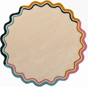 Covor în culoare naturală țesut manual rotund din lână ø 180 cm Leo Scallop – Flair Rugs