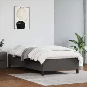 347231 vidaXL Cadru de pat, gri, 90x200 cm, piele ecologică