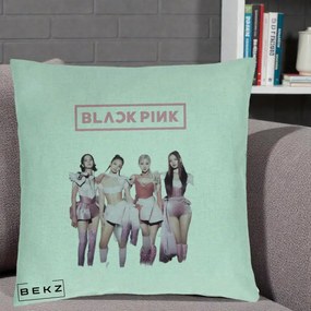 Perna Personalizata K-pop BLACKPINK Fotografie Grup Tinute Roz, 40x40 cm, Verde Menta, Husa Detasabila, Perna Inclusa, BEKZ®
